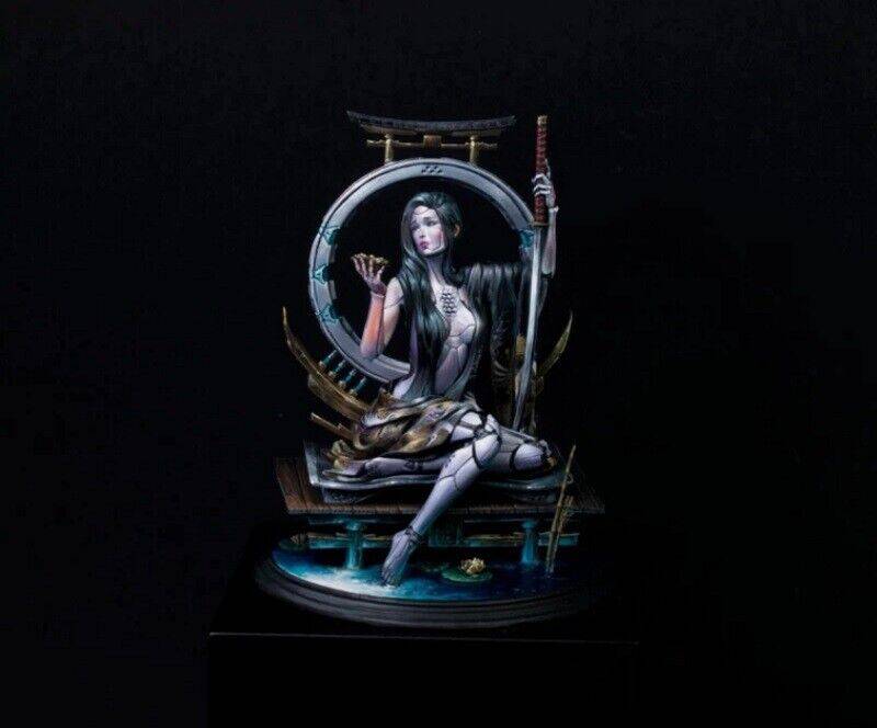 1/8 190mm 3D Print Cyberpunk Model Kit Beautiful Girl Woman Samurai Unpainted - Model-Fan-Store