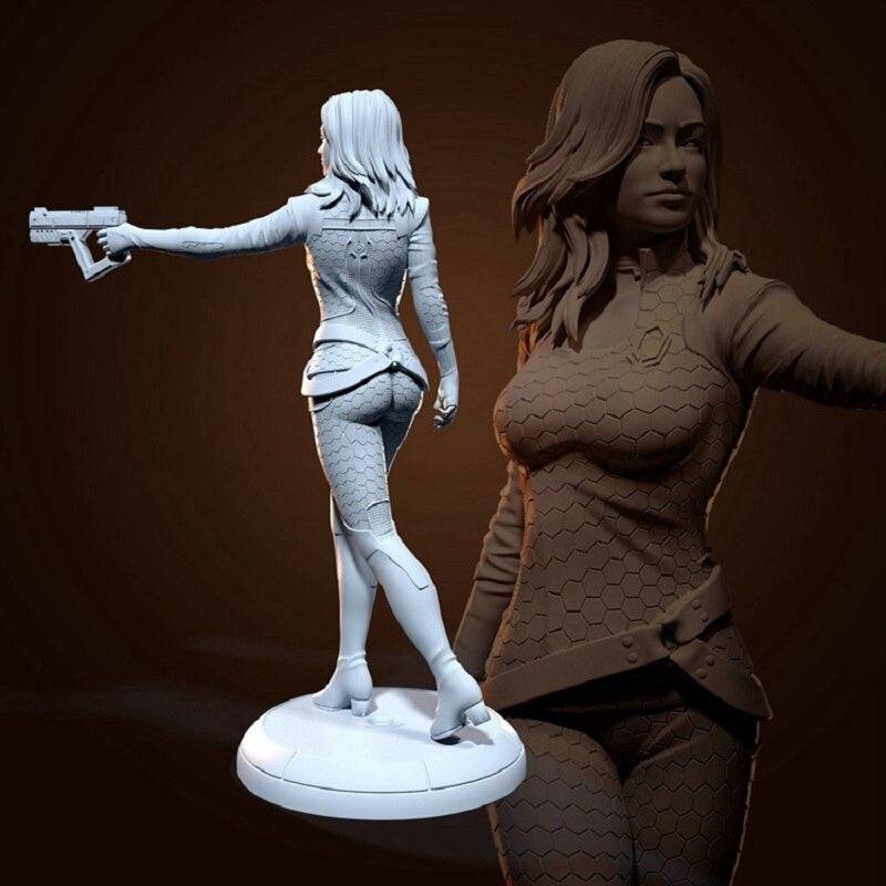 1/8 230mm 3D Print Cyberpunk Model Kit Beautiful Girl Woman Space Unpainted - Model-Fan-Store