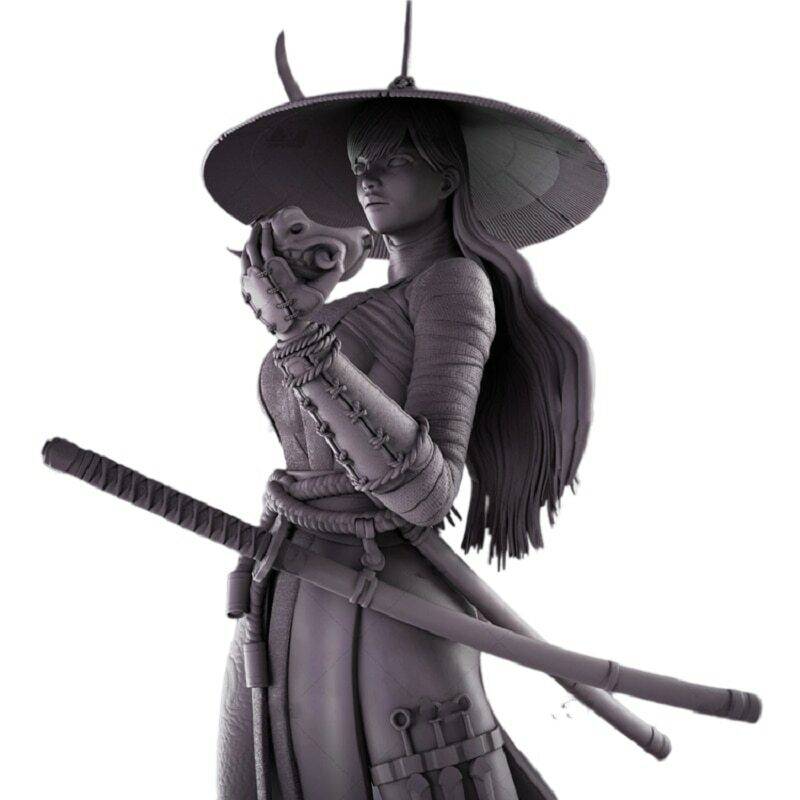 1/8 230mm 3D Print Model Kit Asian Beautiful Girl Woman Samurai Unpainted - Model-Fan-Store