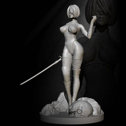 1/8 230mm Resin Model Kit Asian Beautiful Girl Woman Samurai Unpainted - Model-Fan-Store