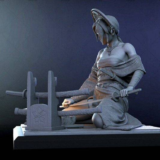 100mm 3D Print Model Kit Asian Beautiful Girl Woman Samurai Unpainted - Model-Fan-Store