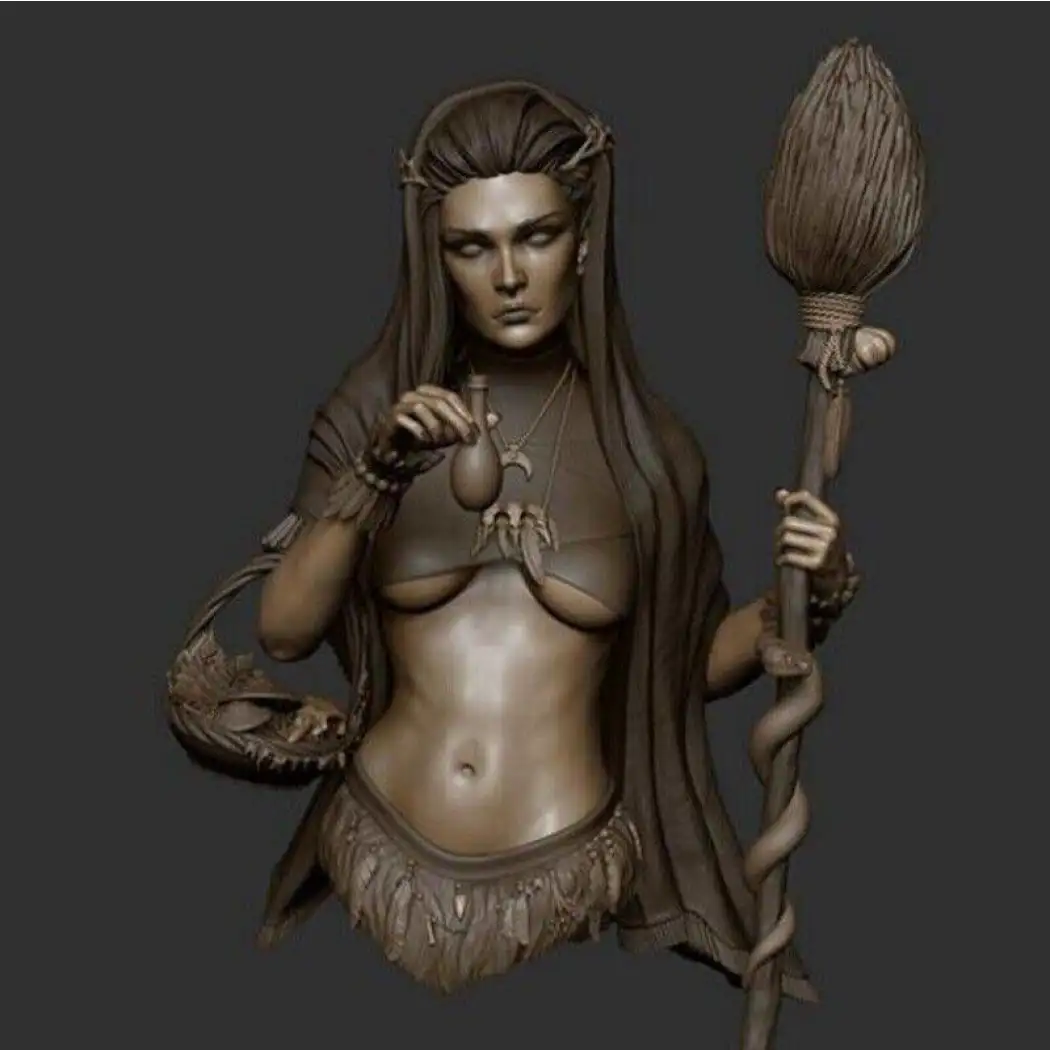 1/10 BUST Resin Model Kit Beautiful Girl Woman Witch Sorceress Unpainted - Model-Fan-Store