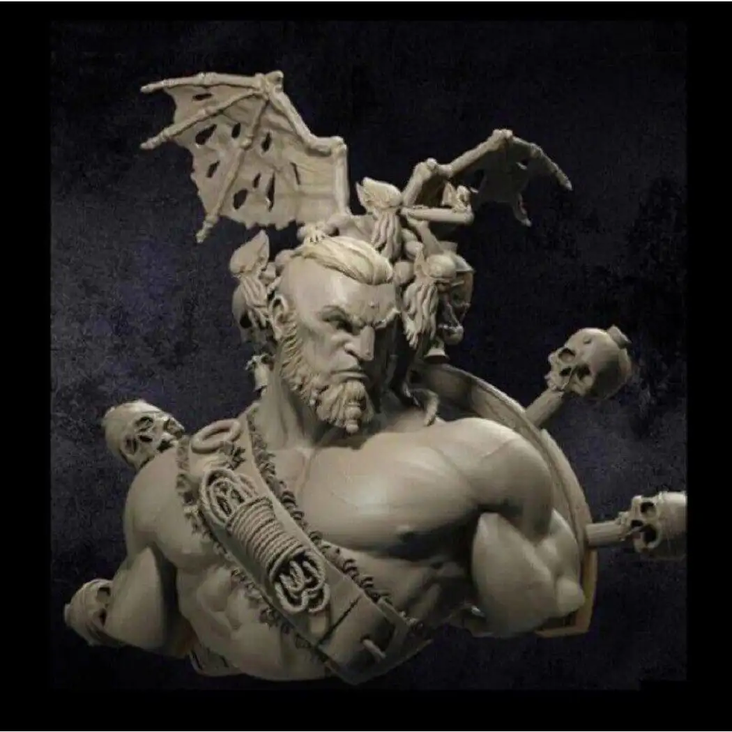 1/10 BUST Resin Model Kit Warrior Demon Head Hunter Barbarian Unpainted - Model-Fan-Store