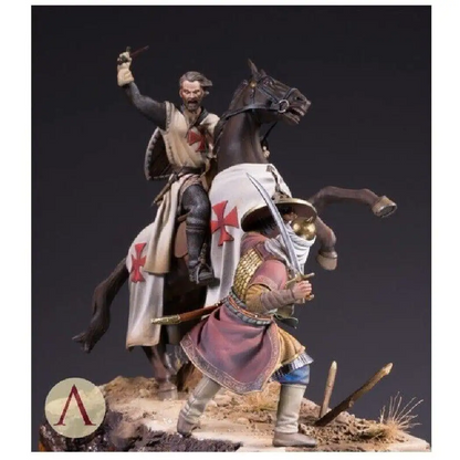 1/24 Resin Model Kit Horseman Medieval Knight Templar & Saracen Warrior Unpainted - Model-Fan-Store