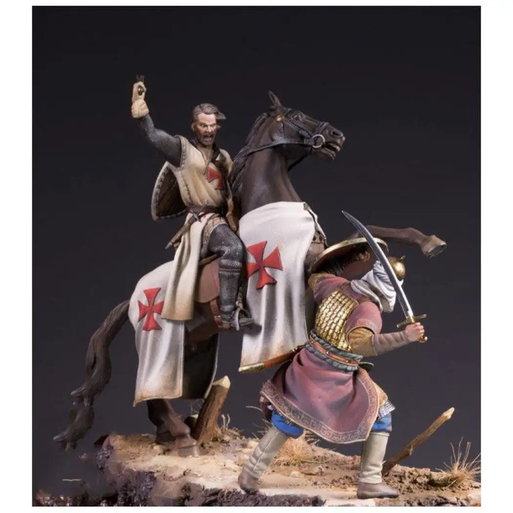 1/24 Resin Model Kit Horseman Medieval Knight Templar & Saracen Warrior Unpainted - Model-Fan-Store