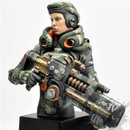 1/10 BUST Resin Cyberpunk Model Kit Beautiful Girl Space Mercenary Soldier Unpainted - Model-Fan-Store
