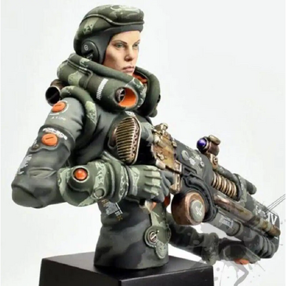 1/10 BUST Resin Cyberpunk Model Kit Beautiful Girl Space Mercenary Soldier Unpainted - Model-Fan-Store