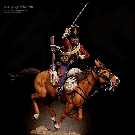 1/18 90mm Resin Model Kit Napoleonic Wars French Hussars Cavalry Horseman Rider A-1270 Unpainted - Model-Fan-Store