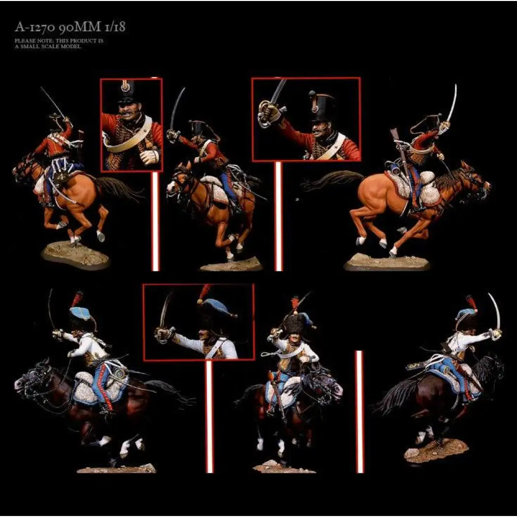 1/18 90mm Resin Model Kit Napoleonic Wars French Hussars Cavalry Horseman Rider A-1270 Unpainted - Model-Fan-Store