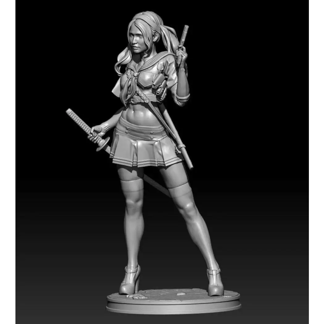 1/18 100mm Resin Model Kit Modern Beautiful Girl with Samurai Sword Unpainted XXX - Model-Fan-Store