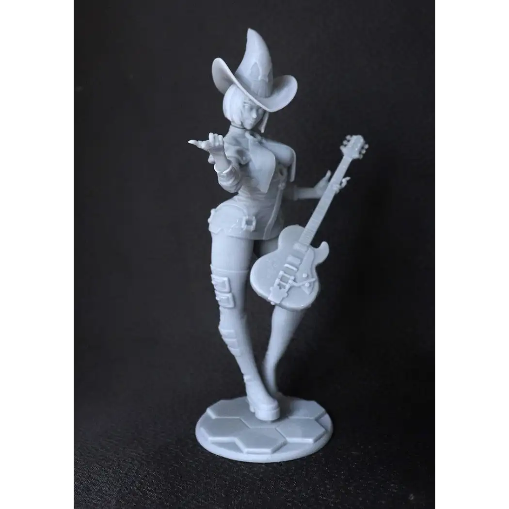 1/18 Resin Model Kit Beautiful Girl Red Cowboy Guitarist Unpainted - Model-Fan-Store