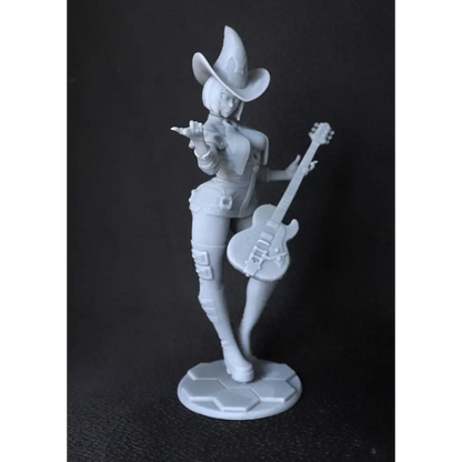 1/18 Resin Model Kit Beautiful Girl Red Cowboy Guitarist Unpainted - Model-Fan-Store