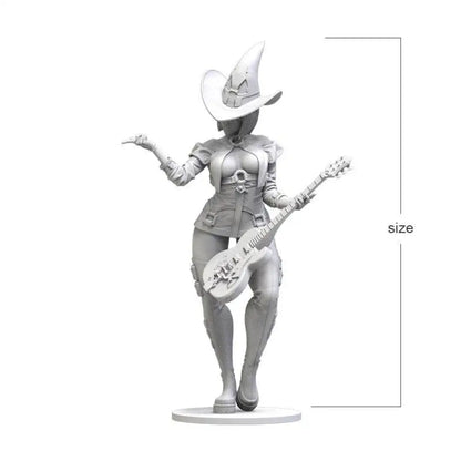 1/18 Resin Model Kit Beautiful Girl Red Cowboy Guitarist Unpainted - Model-Fan-Store