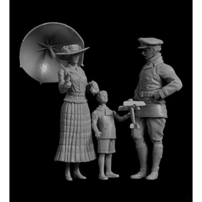 1/32 3pcs Resin Model Kit German Soldier and Family WW1 Unpainted - Model-Fan-Store