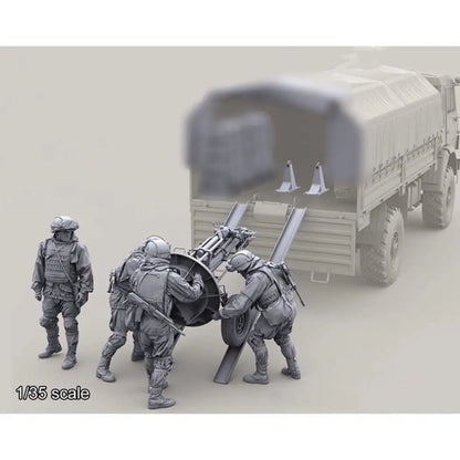 1/35 4pcs Resin Model Kit Modern Russian Soldier (with gun) Unpainted - Model-Fan-Store