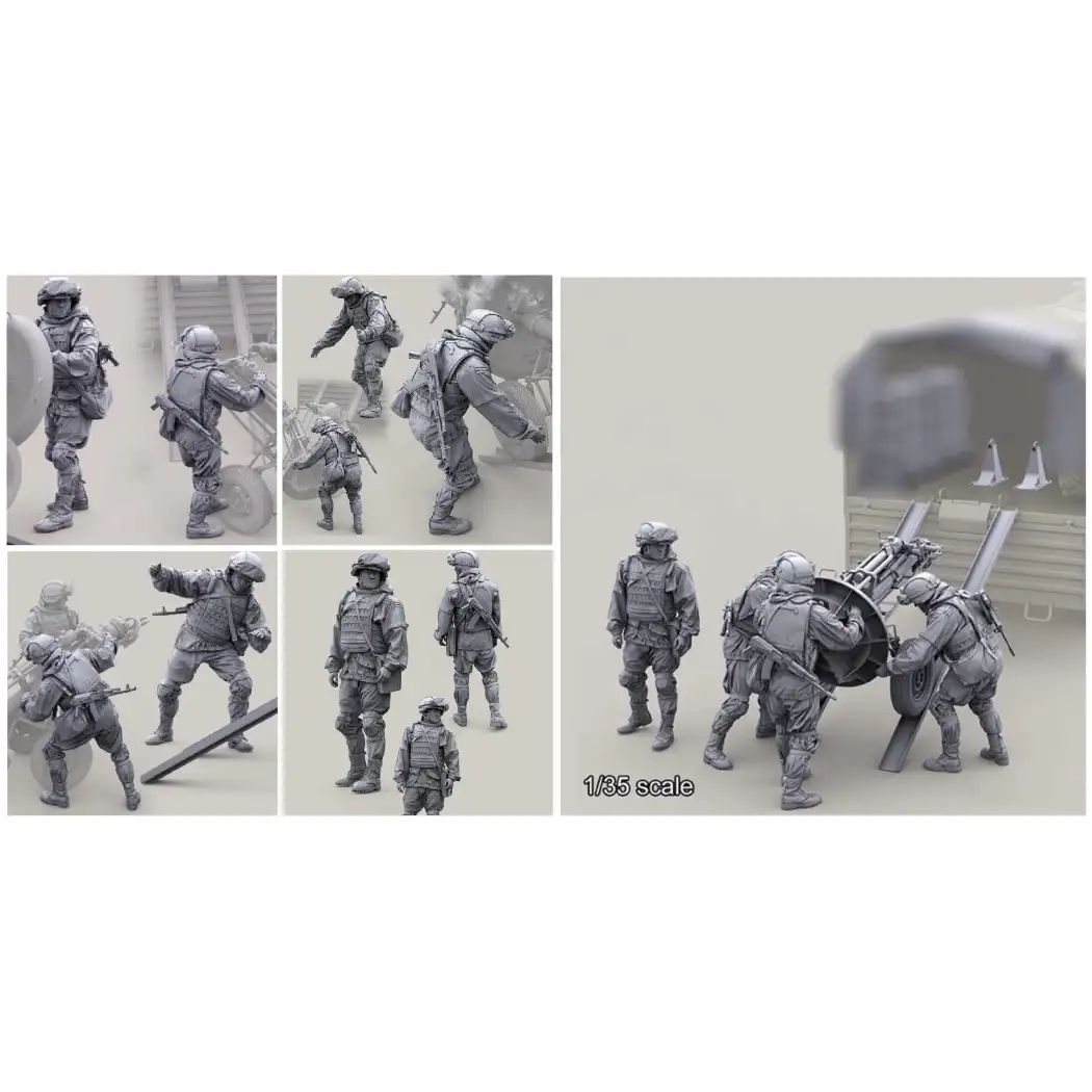 1/35 4pcs Resin Model Kit Modern Russian Soldier (with gun) Unpainted - Model-Fan-Store