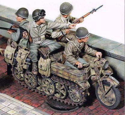 1/35 4pcs Resin Model Kit US Army Rangers (no moto) WW2 Unpainted - Model-Fan-Store