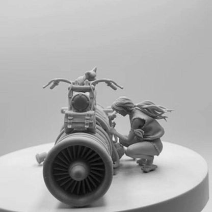 1/24 Resin Steampunk Model Kit Futuristic Beautiful Girl Turbo Moto Unpainted - Model-Fan-Store