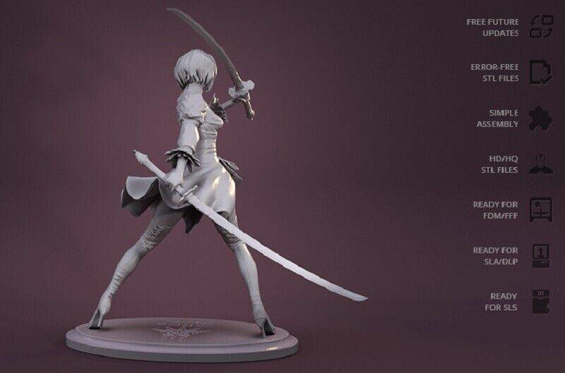 1/6 330mm 3D Print Model Kit Asian Beautiful Girl Samurai Unpainted - Model-Fan-Store