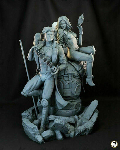 1/6 360mm 3D Print Superhero Model Kit Warriors Gambit & Rogue Unpainted - Model-Fan-Store