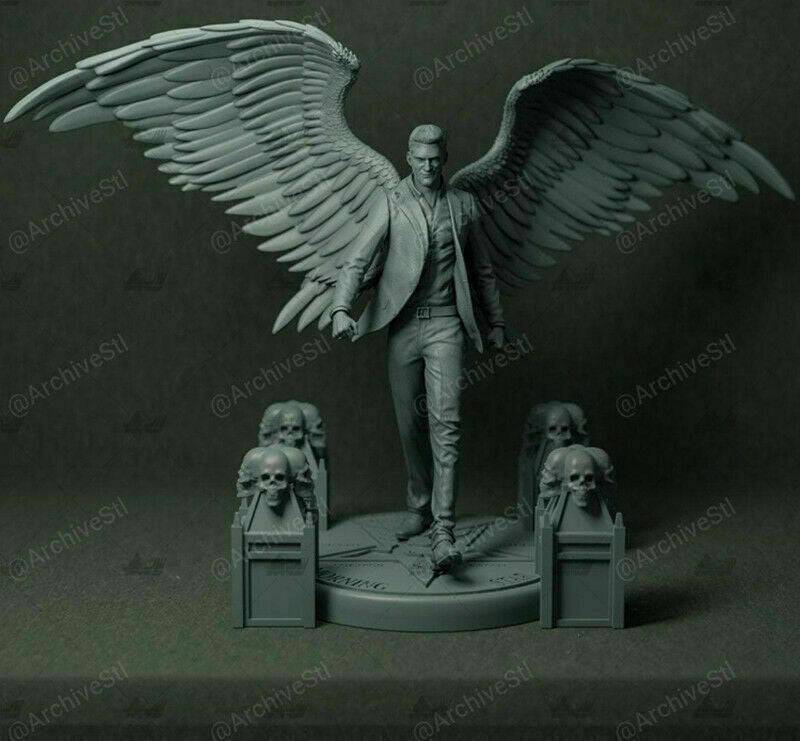 1/6 390mm 3D Print Model Kit Angel Lucifer + 3 Heads Movie Unpainted - Model-Fan-Store