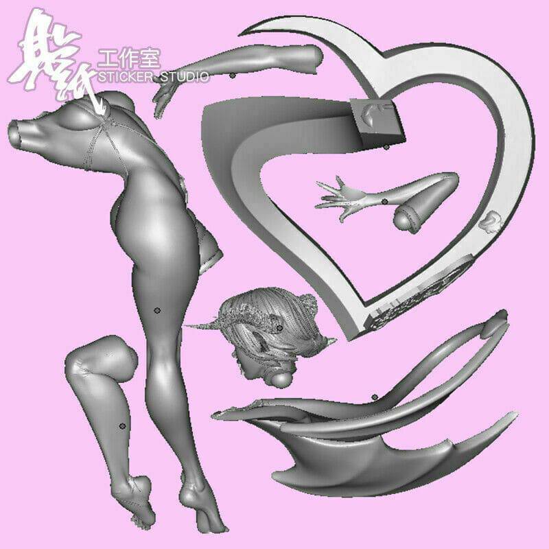 300mm 3D Print Model Kit Beautiful Girl Devil and Angel Succubus Unpainted - Model-Fan-Store