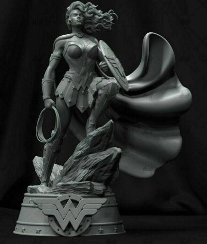 1/8 230mm 3D Print Superhero Model Kit Wonder Woman Beautiful Girl Unpainted - Model-Fan-Store