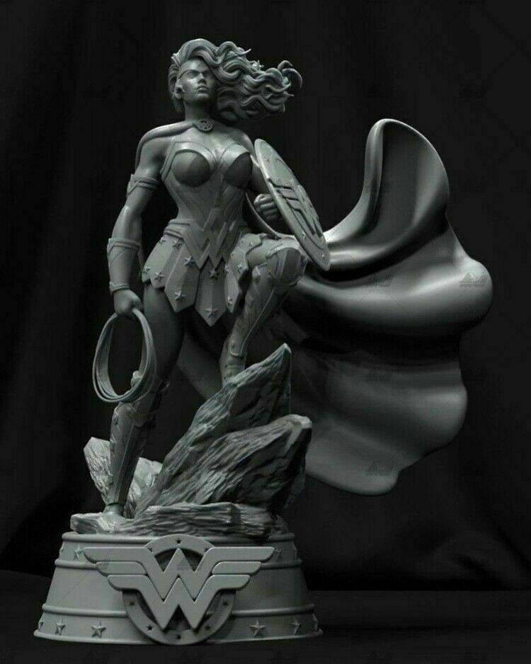 1/8 230mm 3D Print Superhero Model Kit Wonder Woman Beautiful Girl Unpainted - Model-Fan-Store