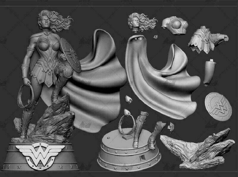 1/8 230mm 3D Print Superhero Model Kit Wonder Woman Beautiful Girl Unpainted - Model-Fan-Store