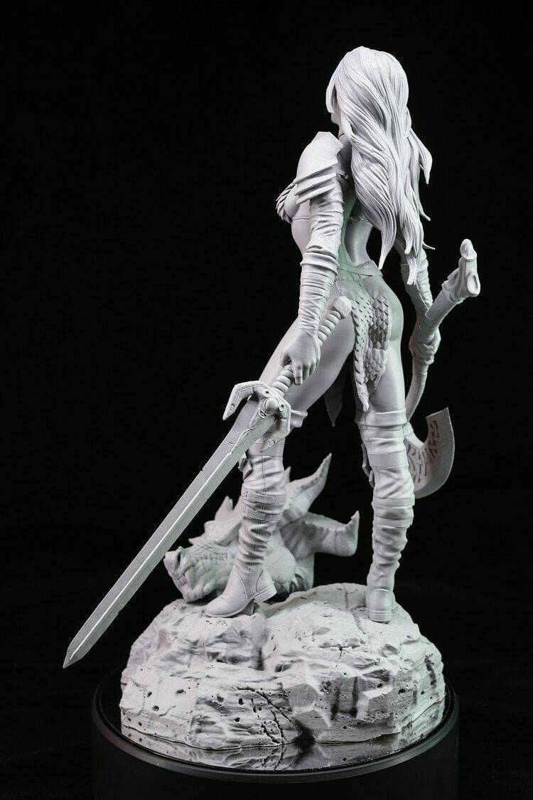 1/8 240mm 3D Print Model Kit Beautiful Girl Warrior Barbarian Unpainted - Model-Fan-Store