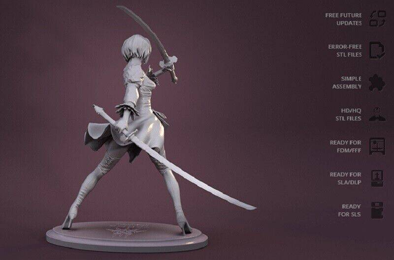 1/8 245mm 3D Print Model Kit Asian Beautiful Girl Samurai Unpainted - Model-Fan-Store