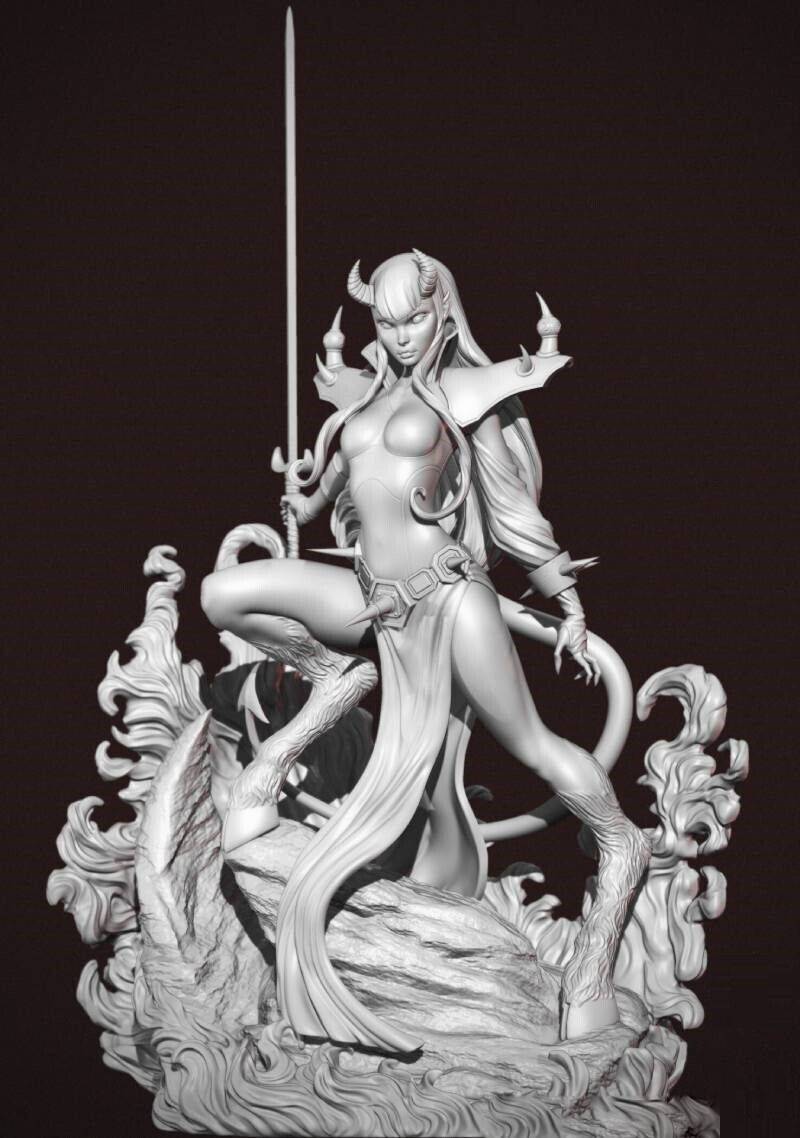 1/8 300mm 3D Print Model Kit Beautiful Girl Woman Succubus Demon Unpainted - Model-Fan-Store