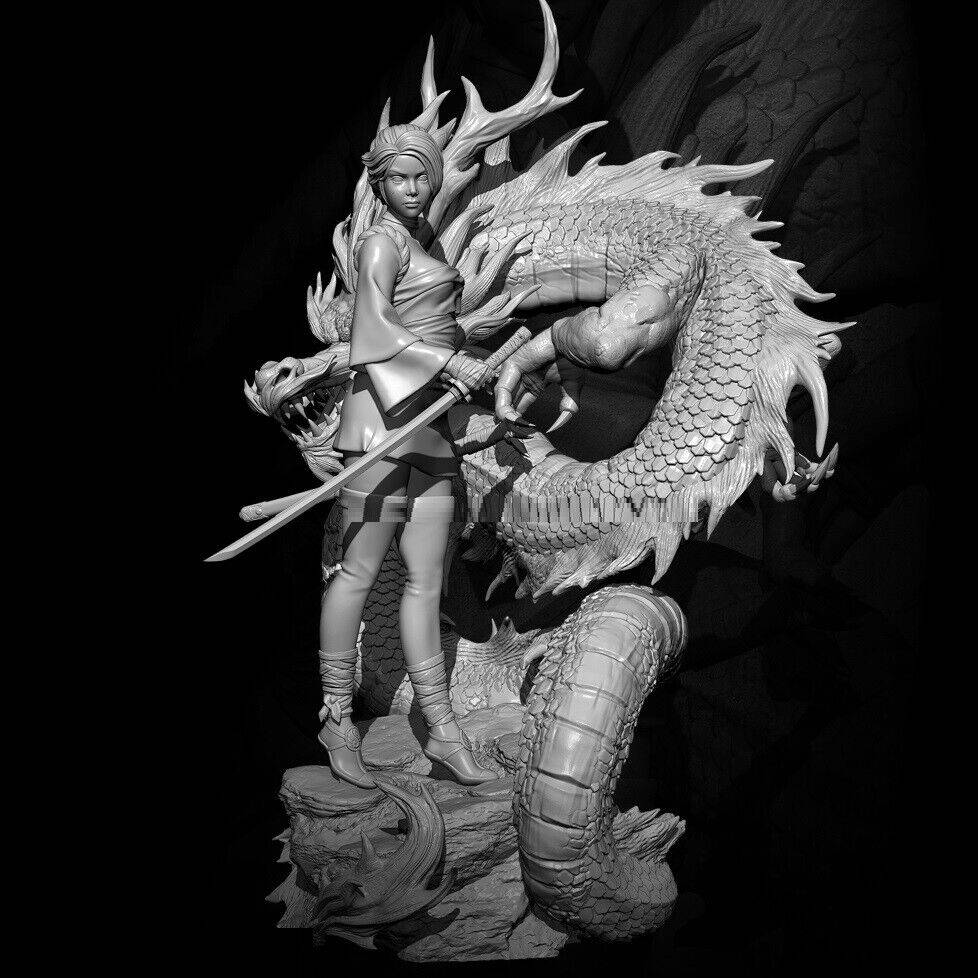 1/9 260mm 3D Print Model Kit Beautiful Girl Assassin and Dragon Unpainted - Model-Fan-Store