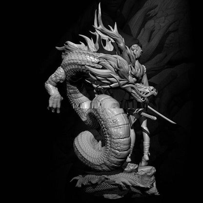 1/9 260mm 3D Print Model Kit Beautiful Girl Assassin and Dragon Unpainted - Model-Fan-Store