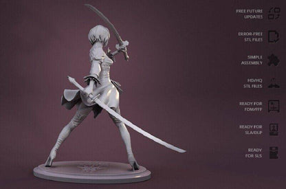 1/4 490mm 3D Print Model Kit Asian Beautiful Girl Samurai Unpainted - Model-Fan-Store