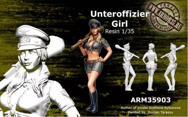 1/35 Resin Model Kit German Beautiful Girl Panzerfaust Fantasy Unpainted - Model-Fan-Store