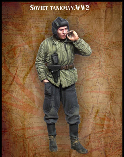 1/35 Resin Model Kit Soviet Soldier Tankman Smoking WW2 Unpainted - Model-Fan-Store