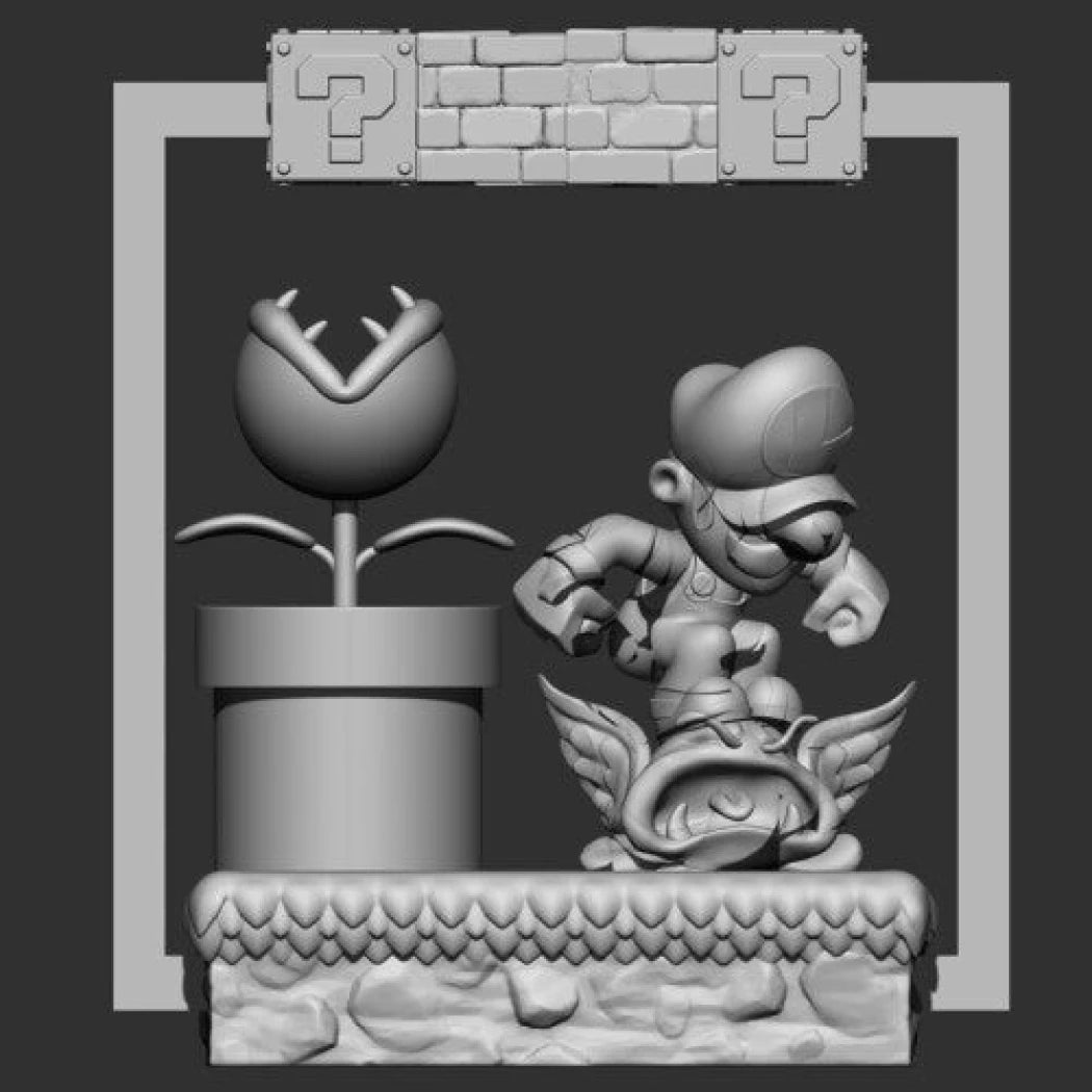 Digital STL Statue Mario & Luigi