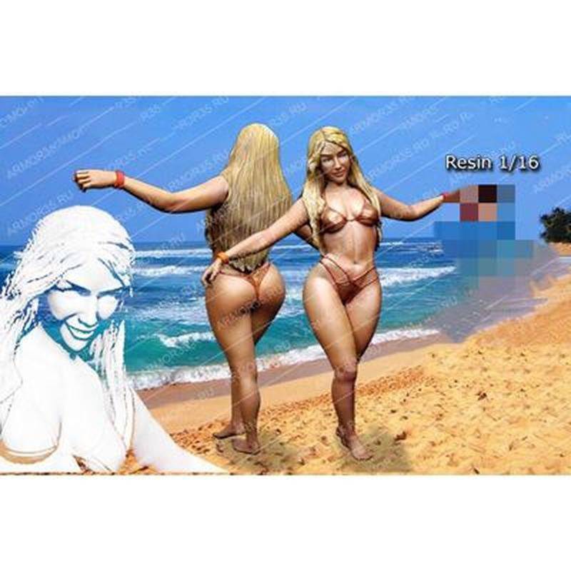 1/16 3pcs Resin Model Kit Russian Beautiful Girl Summer Beach Unpainted - Model-Fan-Store