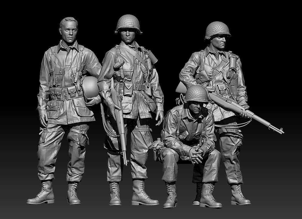 1/35 4pcs Resin Model Kit US Army Soldiers Infantry Normandy WW2 Unpainted - Model-Fan-Store