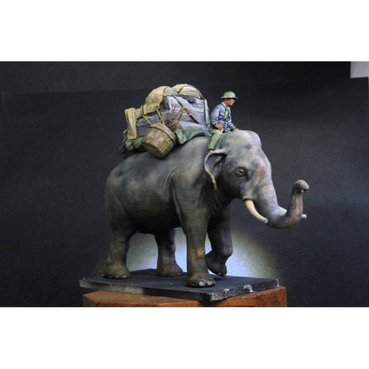 1/35 Resin Model Kit Vietnam War Food Delivery Man & Elephant Unpainted - Model-Fan-Store