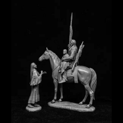 1/30 Resin Model Kit Native American Indian Warrior with Family Unpainted