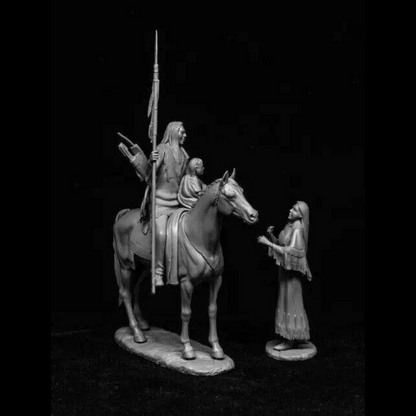 1/30 Resin Model Kit Native American Indian Warrior with Family Unpainted