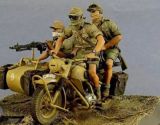 1/35 3pcs Resin Model Kit North African German Soldiers no moto Unpainted Unassembled - Model-Fan-Store
