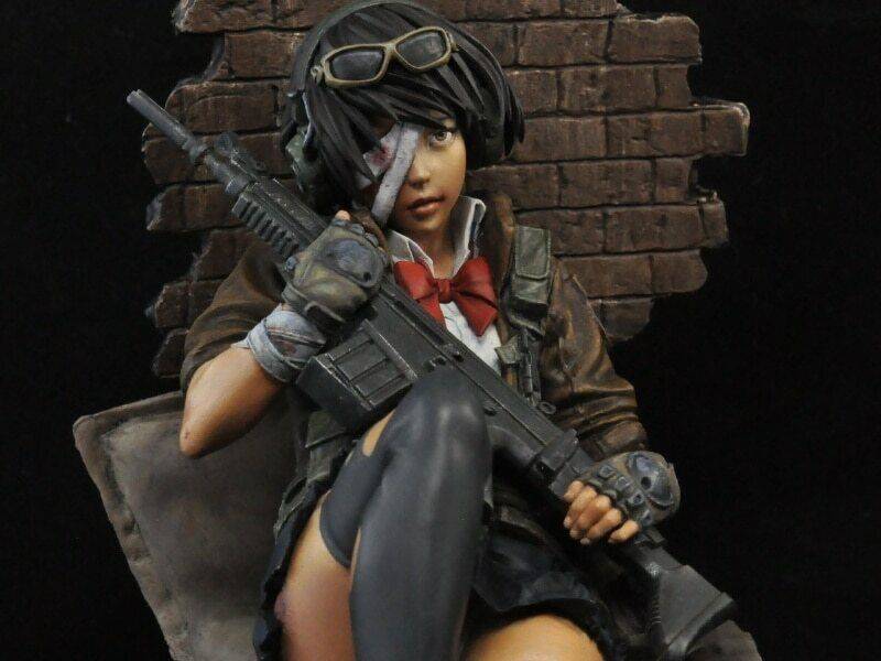 1/7 Resin Model Kit Shooter Girl and Cat Unpainted - Model-Fan-Store