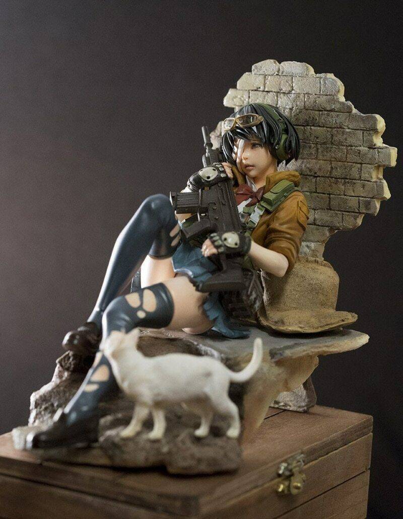 1/7 Resin Model Kit Shooter Girl and Cat Unpainted - Model-Fan-Store