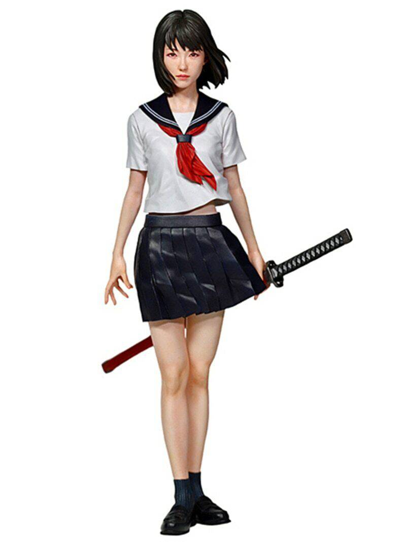 1/8 Resin Model Kit Japanese Girl Schoolgirl Samurai Unpainted - Model-Fan-Store