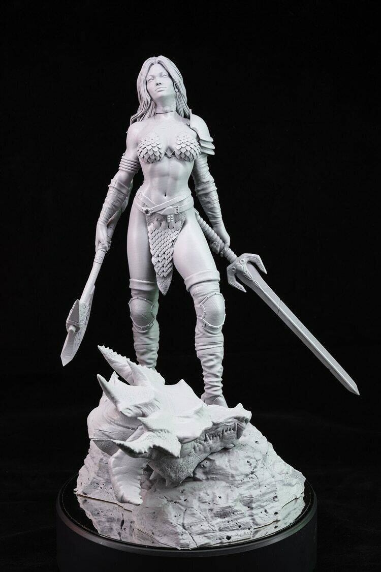 100mm 3D Print Model Kit Beautiful Girl Warrior Barbarian Unpainted - Model-Fan-Store