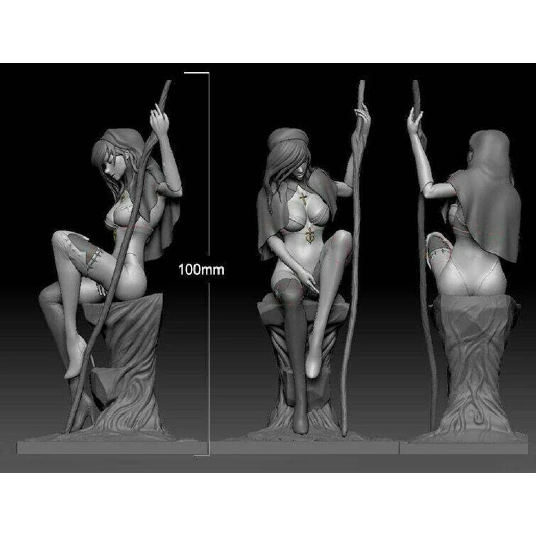 100mm 3D Print Model Kit Beautiful Girl Woman Witch Wanderer Unpainted - Model-Fan-Store