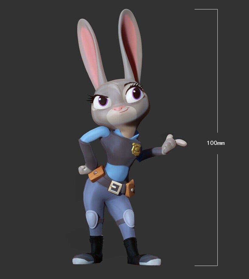 100mm 3D Print Model Kit Girl Police Rabbit Judy Unpainted - Model-Fan-Store